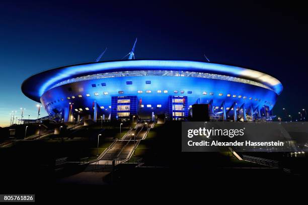 General view outside the stadium after the FIFA Confederations Cup Russia 2017 Final between Chile and Germany at Saint Petersburg Stadium on July 2,...