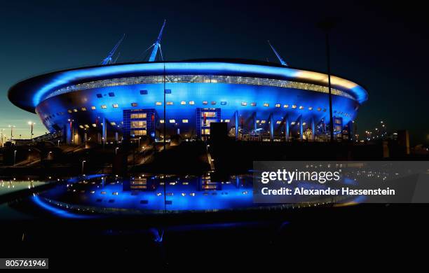 General view outside the stadium after the FIFA Confederations Cup Russia 2017 Final between Chile and Germany at Saint Petersburg Stadium on July 2,...
