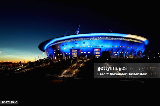 General view outside the stadium after the FIFA Confederations Cup Russia 2017 Final between Chile and Germany at Saint Petersburg Stadium on July 2,...