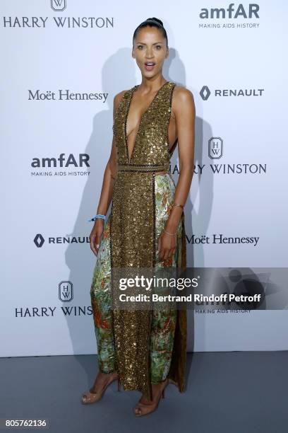 Model Noemie Lenoir attends the amfAR Paris Dinner 2017 at Le Petit Palais on July 2, 2017 in Paris, France.