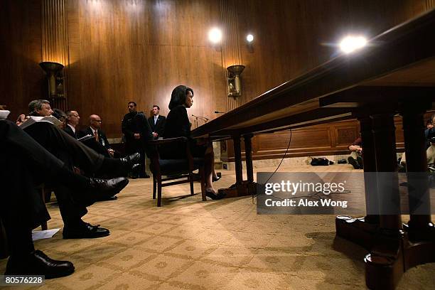 Secretary Condoleezza Rice testifies during a hearing before the State, Foreign Operations, and Related Programs Subcommittee of the Senate...