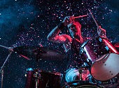 Rock N Roll Drummer Sparkles In The Air