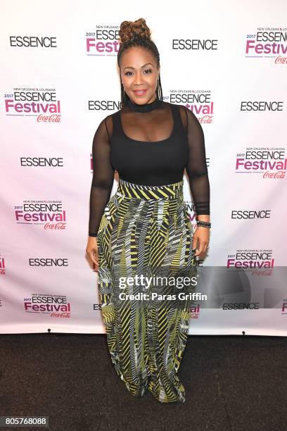 Erica Campbell poses backstage at the 2017 ESSENCE Festival presented by Coca-Cola at Ernest N. Morial Convention Center on July 2, 2017 in New...