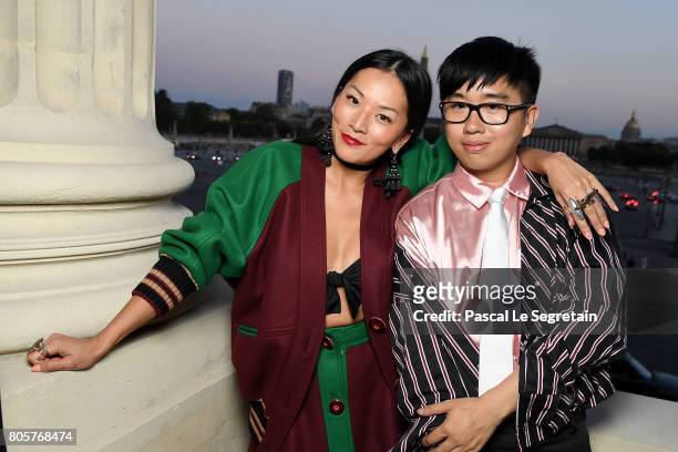Tina Leung and guest attend Miu Miu Cruise Collection show as part of Haute Couture Paris Fashion Week on July 2, 2017 in Paris, France.