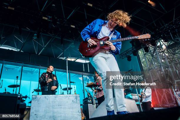 Win Butler and Richard Reed Parry of Arcade Fire perform live on stage during a concert at Kindl Buehne Wuhlheide on July 2, 2017 in Berlin, Germany.