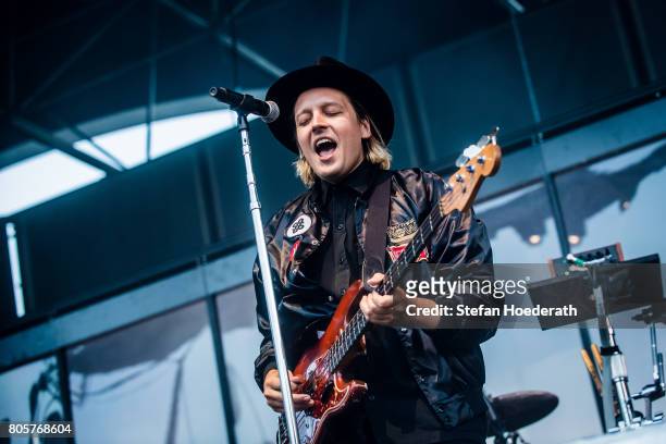 Win Butler of Arcade Fire performs live on stage during a concert at Kindl Buehne Wuhlheide on July 2, 2017 in Berlin, Germany.