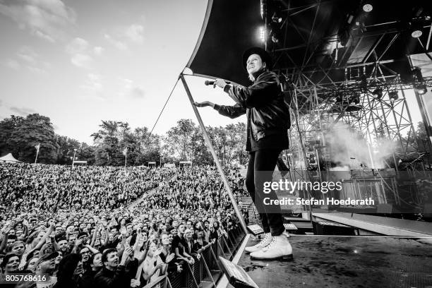 Win Butler of Arcade Fire performs live on stage during a concert at Kindl Buehne Wuhlheide on July 2, 2017 in Berlin, Germany.