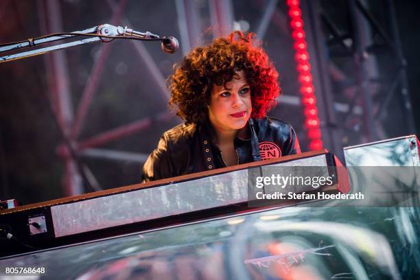 Regine Chassagne of Arcade Fire performs live on stage during a concert at Kindl Buehne Wuhlheide on July 2, 2017 in Berlin, Germany.