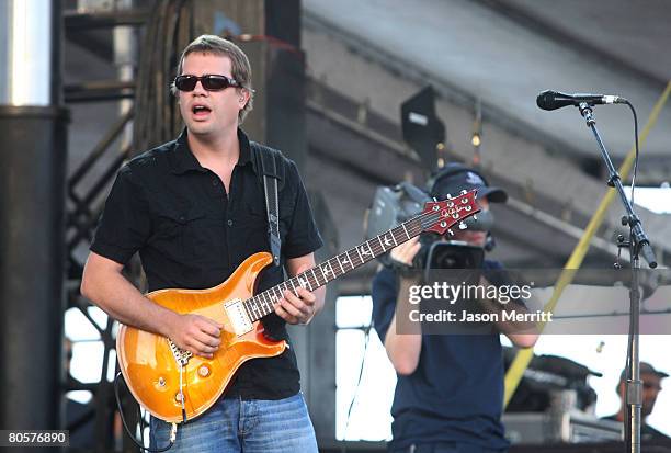 Musician Brendan Bayliss of the band "Umphrey's McGee" performs during the Vegoose Music Festival 2007 at Sam Boyd Stadium on October 28, 2007 in Las...
