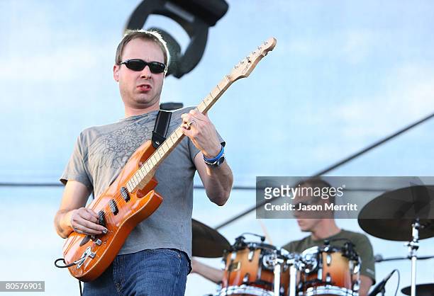 Musician Jake Cinninger of the band "Umphrey's McGee" performs during the Vegoose Music Festival 2007 at Sam Boyd Stadium on October 28, 2007 in Las...