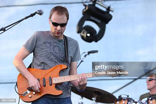 Musician Jake Cinninger of the band "Umphrey's McGee" performs during the Vegoose Music Festival 2007 at Sam Boyd Stadium on October 28, 2007 in Las...