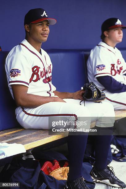 Andruw Jones of the Atlanta Braves during a baseball game on August 1, 1997 at Turner Field in Atlanta, Georgia.