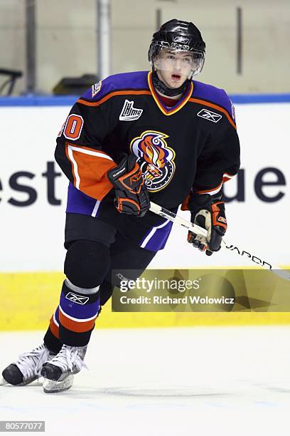 Paul Byron of the Gatineau Olympiques skates during the warm up session prior to facing the Quebec City Remparts at Colisee Pepsi on April 08, 2008...