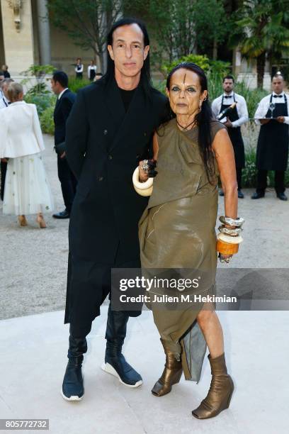 Rick Owens and Michele Lamy attend the amfAR Paris Dinner 2017 at Le Petit Palais on July 2, 2017 in Paris, France.