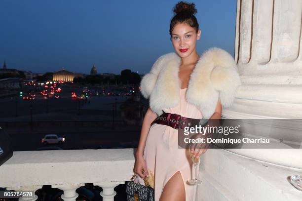 Bella Hadid attends Miu Miu Cruise Collection cocktail & party as part of Haute Couture Paris Fashion Week on July 2, 2017 in Paris, France.