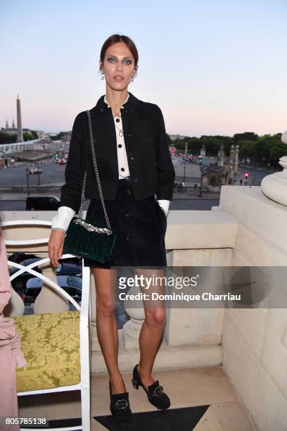 Aymeline Valade attends Miu Miu Cruise Collection show as part of Haute Couture Paris Fashion Week on July 2, 2017 in Paris, France.