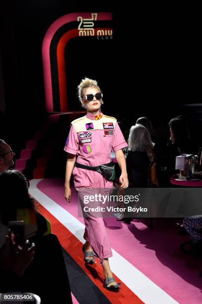 Model walks the runway during Miu Miu Cruise Collection show as part of Haute Couture Paris Fashion Week on July 2, 2017 in Paris, France.