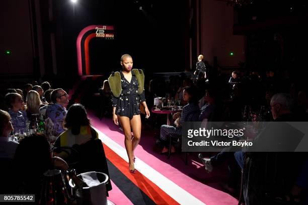 Model walks the runway during Miu Miu Cruise Collection show as part of Haute Couture Paris Fashion Week on July 2, 2017 in Paris, France.