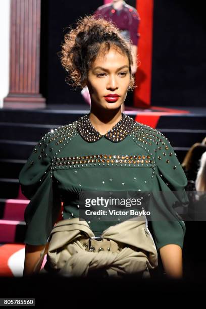 Joan Smalls walks the runway during Miu Miu Cruise Collection show as part of Haute Couture Paris Fashion Week on July 2, 2017 in Paris, France.