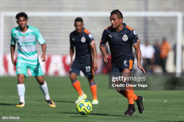 Diego de Buen of Chivas plays the ball during the friendly match between Chivas and Santos Laguna at Cotton Bowl on July 02, 2017 in Dallas, Texas.