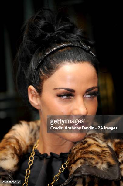 Katie Price arrives for the Legally Blonde Heart FM Gala at the Savoy Theatre in London.