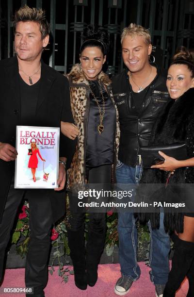 Katie Price arrives with Phil Turner , Gary Cockerill and an unidentified woman for the Legally Blonde Heart FM Gala at the Savoy Theatre in London.