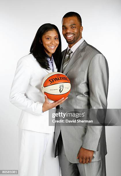 Candace Parker of the University of Tennessee, number 1 overall pick by the Los Angeles Sparks and her fiancee SHeldon Williams from the Sacramento...