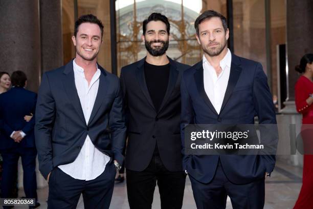 Actors Ryan Kelley, Tyler Hoechlin, and Ian Bohen arrive for the amfAR Paris Dinner at Le Petit Palais on July 2, 2017 in Paris, France.