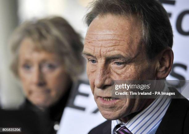 Iain Wilson speaks to the press outside the General Medical Council central London after they See PA story GMC barton.imposed three years of...