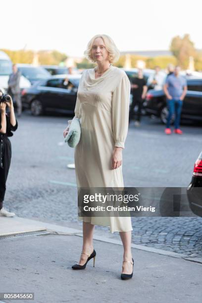 Gwendoline Christie outside Miu Miu Cruise Collection during Paris Fashion Week - Haute Couture Fall/Winter 2017-2018 : Day One on July 2, 2017 in...