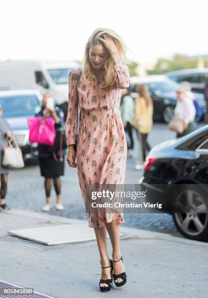 Model Doutzen Kroes outside Miu Miu Cruise Collection during Paris Fashion Week - Haute Couture Fall/Winter 2017-2018 : Day One on July 2, 2017 in...