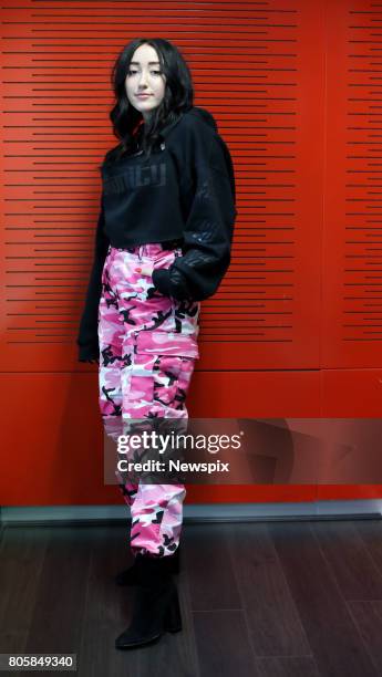 Singer Noah Cyrus poses during a photo shoot at Nova Radio in Sydney, New South Wales.