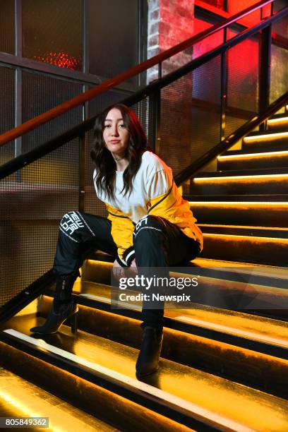 Singer Noah Cyrus poses during a photo shoot at the QT Hotel in Sydney, New South Wales.