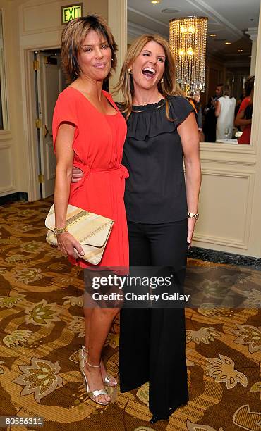 Actresses Lisa Rinna and Lori Loughlin attend Saks Fifth Avenue's 20th Annual Spring Luncheon at the Beverly Wilshire Hotel on April 9, 2008 in...
