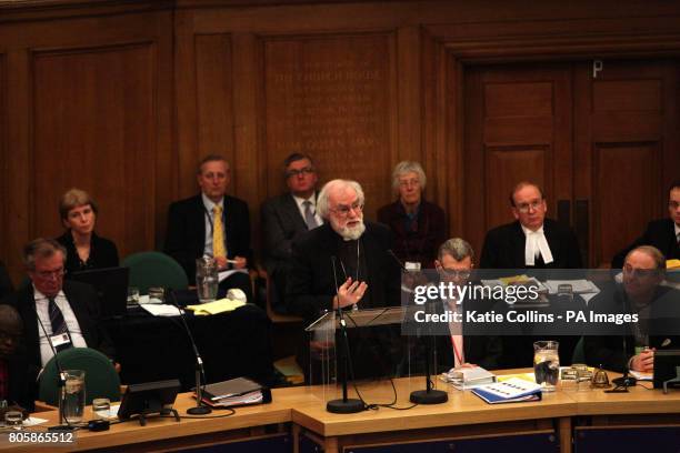 The Archbishop of Canterbury Dr Rowan Williams delivers his presidential address to the General Synod of the Church of England, Westminster, London.