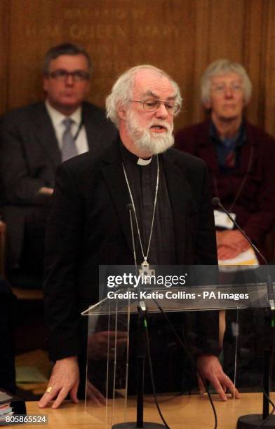 The Archbishop of Canterbury Dr Rowan Williams delivers his presidential address to the General Synod of the Church of England, Westminster, London.