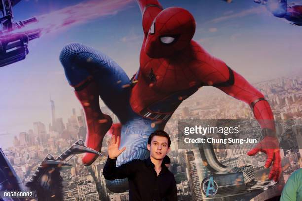 Tom Holland attends the 'Spider-Man: Homecoming' press conference at Conrad Seoul Hotel on July 3, 2017 in Seoul, South Korea.