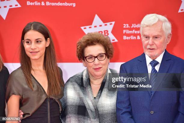 Almila Bagriacik, Nicola Galliner, Sir Derek Jacobi attend the Opening Gala Of The 23. Jewish Film Festival Berlin And Brandenburg 2017 at Hans Otto...