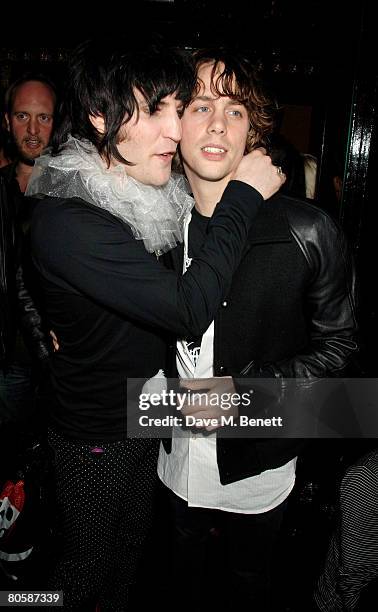 Noel Fielding and Johnny Borrell attend the afterparty hosted by Noel Fielding following the Teenage Cancer Trust concert held at the Royal Albert...