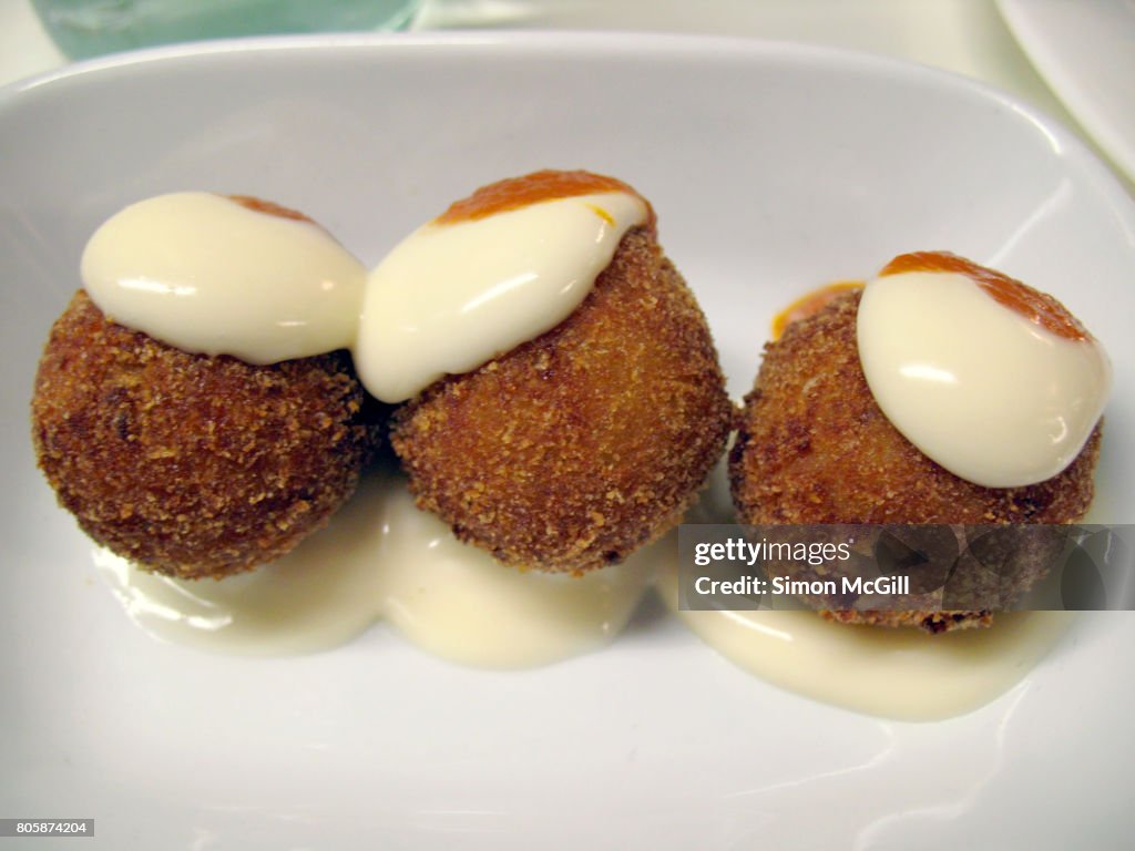 La bomba - a Spanish croquette stuffed with potatoes and meat