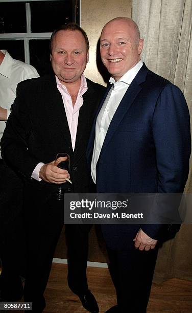 Gary Farrow and Peter Kenyon attend the restaurant launch of Gordon Ramsay's restaurant Maze Grill on April 9, 2008 in London, England.