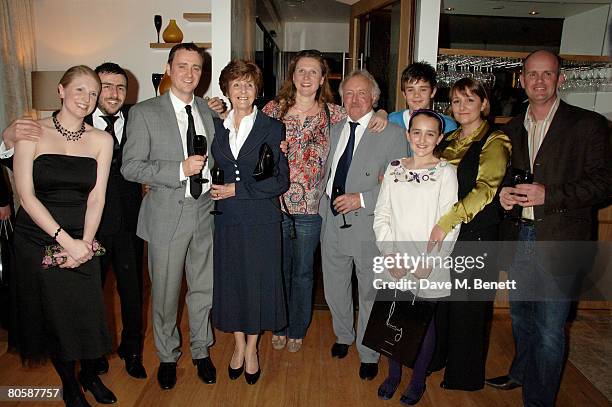 Jason Atherton with his family and Angela Hartnett attend the restaurant launch of Gordon Ramsay's restaurant Maze Grill on April 9, 2008 in London,...