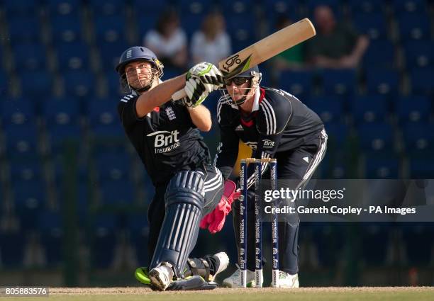 England's Luke Wright bats during International Twenty20 Friendly at the Dubai Sports City, UAE.