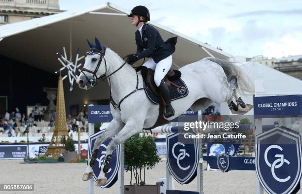 Jennifer Gates of USA during the CSI5 Global Champions League event during the 2017 Paris Eiffel Jumping on June 30, 2017 in Paris, France.