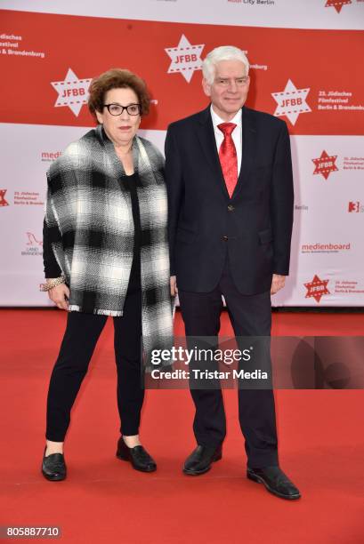 Nicola Galliner and Josef Schuster attend sthe Opening Gala Of The 23. Jewish Film Festival Berlin And Brandenburg 2017 at Hans Otto Theater on July...