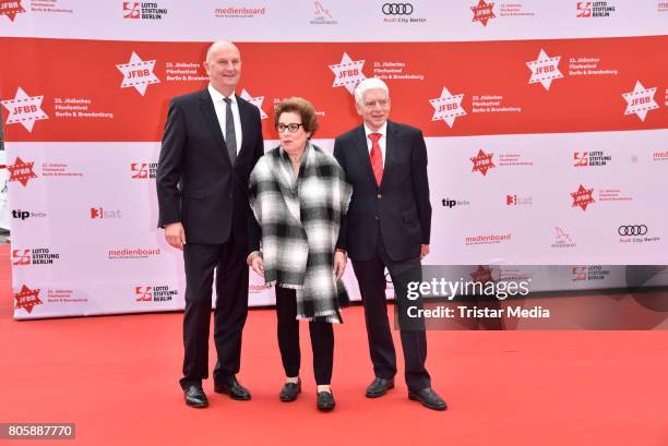 Dietmar Woidke, Nicola Galliner and Josef Schuster attend sthe Opening Gala Of The 23. Jewish Film Festival Berlin And Brandenburg 2017 at Hans Otto...