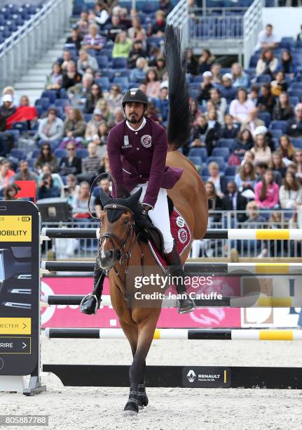 Sheikh Ali Bin Khalid Al Thani of Qatar during the CSI5 Global Champions League event during the 2017 Paris Eiffel Jumping on June 30, 2017 in Paris,...