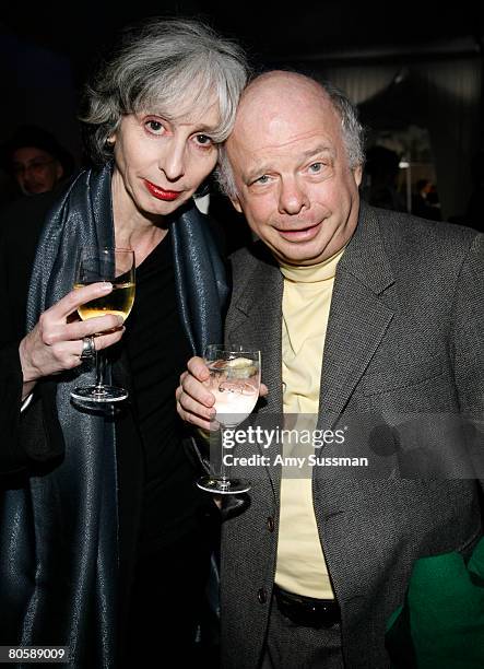 Authur Deborah Eisenberg and actor Wallace Shawn attend the cocktail reception to celebrate Paul Simon's "Under African Skies" at BAM on April 9,...