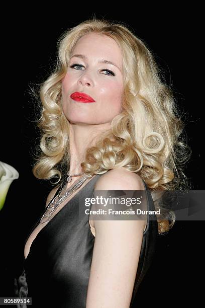 Model Claudia Schiffer attends the 'Writing Time', Robert Wilson's watch launch gala hosted by Montblanc during the Salon International de la Haute...