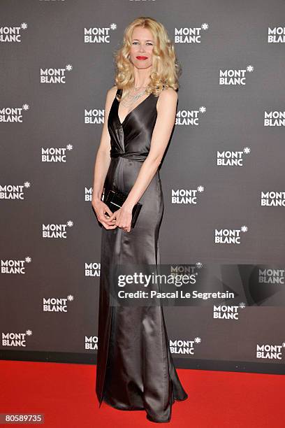 Model Claudia Schiffer attends the 'Writing Time', Robert Wilson's watch launch gala hosted by Montblanc during the Salon International de la Haute...